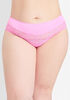 Plus Size Microfiber Lace Stripe High Waist Shaping Hipster Panty image number 0