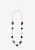Animal Beaded Chain Long Necklace, Black Animal image number 0