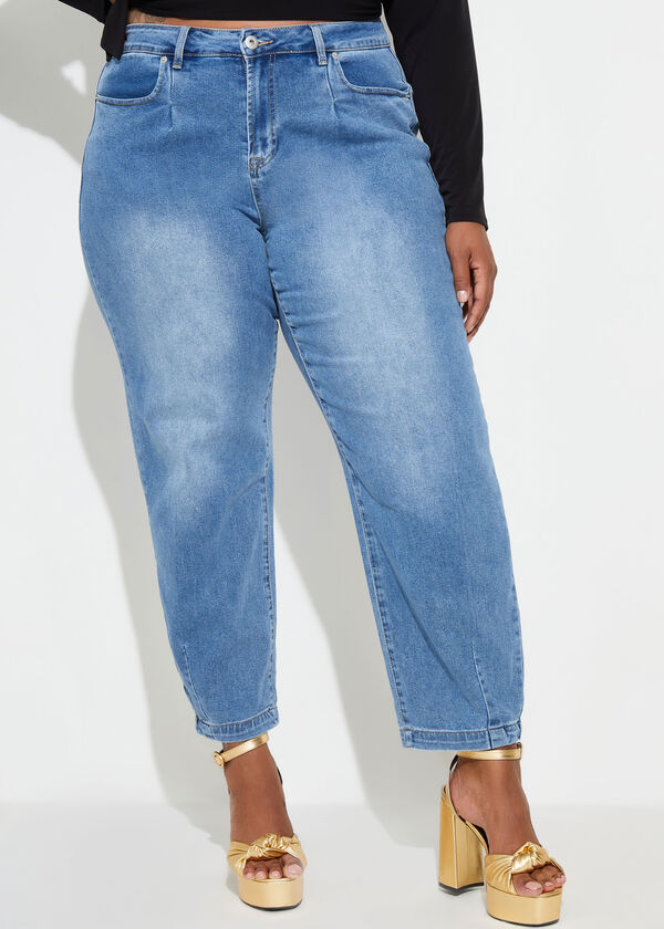High Rise Girlfriend Jeans, Classic Blue image number 0