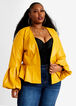 Faux Leather Peplum Jacket, Nugget Gold image number 0