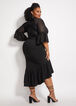 Semi Sheer Striped Bodice Dress, Black image number 1