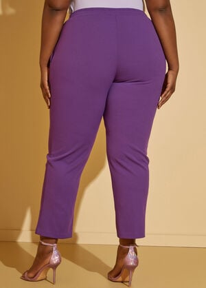 Mid Rise Tapered Ankle Pants, Purple image number 1