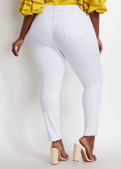 White Lace Front Skinny Jean, White image number 1