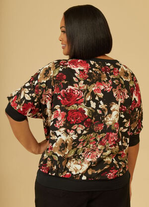 Floral Dolman Sleeved Blouse, Black image number 1