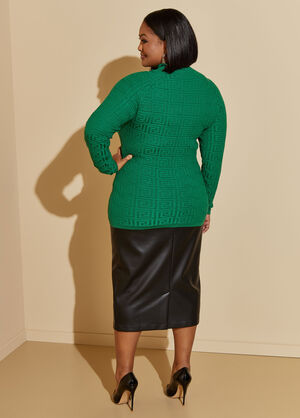 Cutout Textured Sweater, Abundant Green image number 1