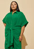 Belted Hi Low Midaxi Shirtdress, Abundant Green image number 2
