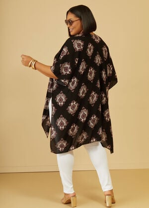 Paisley Textured Kimono, Black image number 1