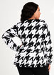 Cutout Houndstooth Peplum Sweater, Black White image number 1