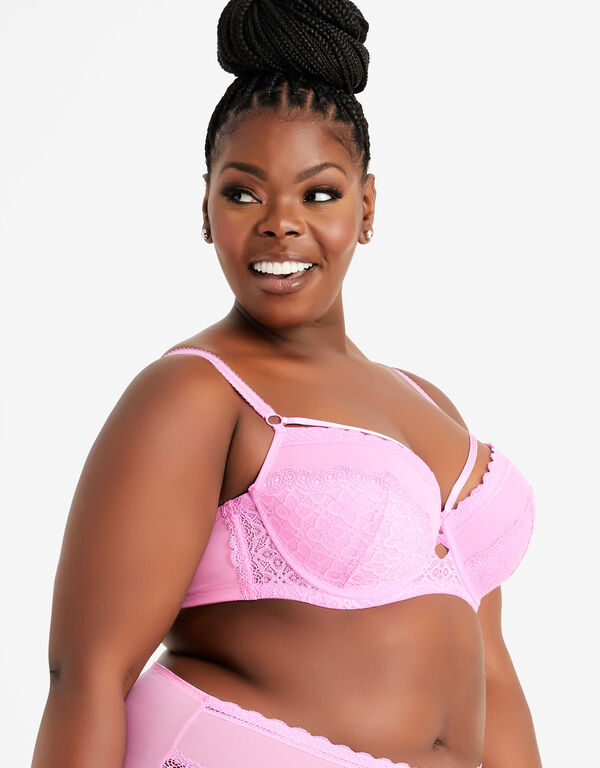 Cutout Lace Underwire Bra, Passion Pink image number 1