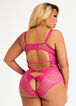 Lace Crotchless Lingerie Bodysuit, Pink image number 1