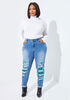 Sequin Embellished Skinny Jeans, Lt Sky Blue image number 3