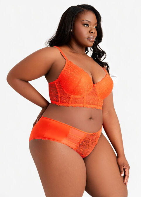 Lace Bustier And Thong Set, Mecca Orange image number 1