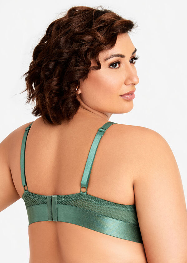 Mesh and Lace Microfiber Bra, Olive image number 2