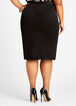 Faux Leather & Ponte Midi Skirt, Black image number 1