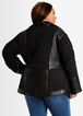 Faux Leather Trim Quilted Jacket, Black image number 1