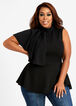 Plus Size Sleeveless Knit Mock Neck Asymmetric Cape Summer Top image number 0