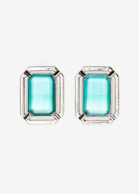 Ombre Oversize Stone Earrings, Turquoise Aqua image number 0