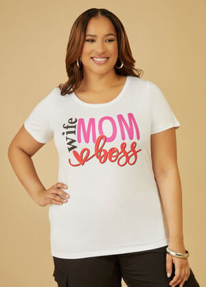 Wife Mom Boss Graphic Tee, White image number 0