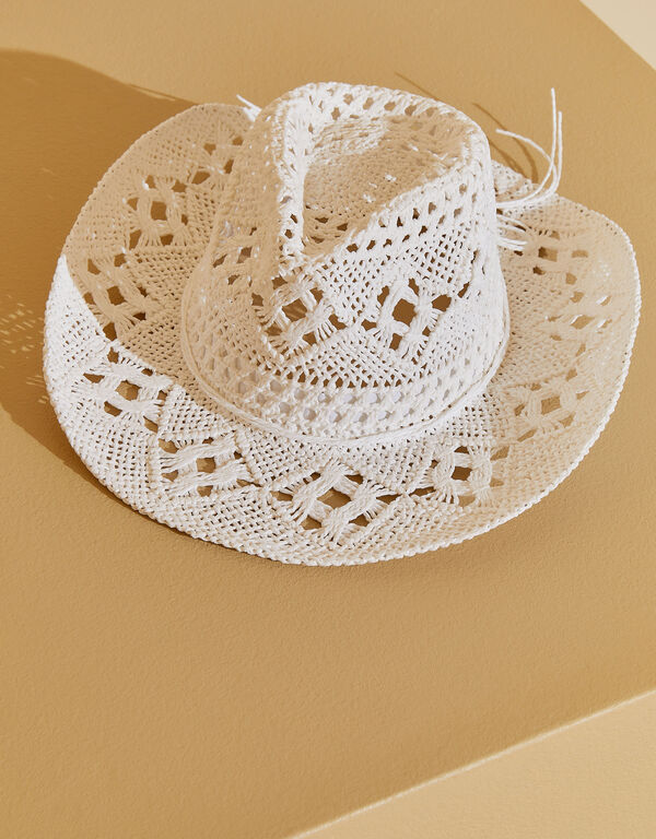 Straw Cowboy Hat, White image number 0