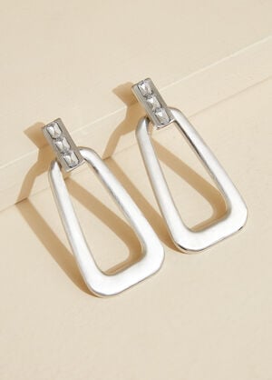 Crystal Silver Tone Earrings, Silver image number 1