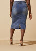 Distressed Denim Pencil Skirt, Denim Blue image number 2