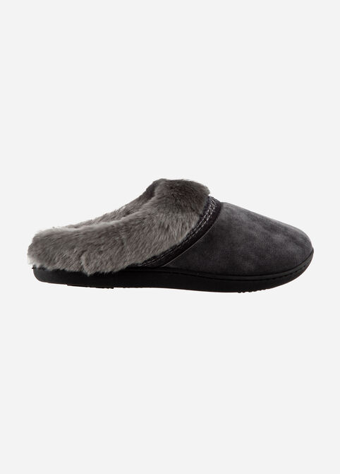 Isotoner Velour Cynthia Slippers, Charcoal image number 1