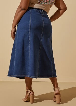 Cargo Pocket Denim Wrap Skirt, Denim Blue image number 1