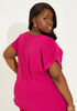 Cuffed Textured Woven Top, Pink image number 1