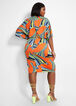 Colorblock Striped Dress, Tiger Lily image number 1