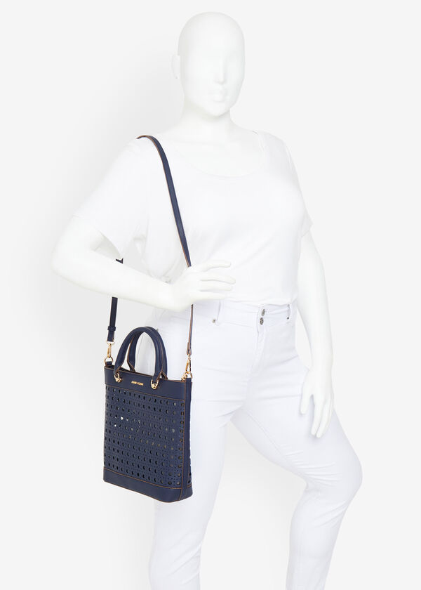 Anne Klein Perforated Tote, Navy image number 4