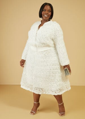 Ruffled Tulle Midi Skirt, White image number 0