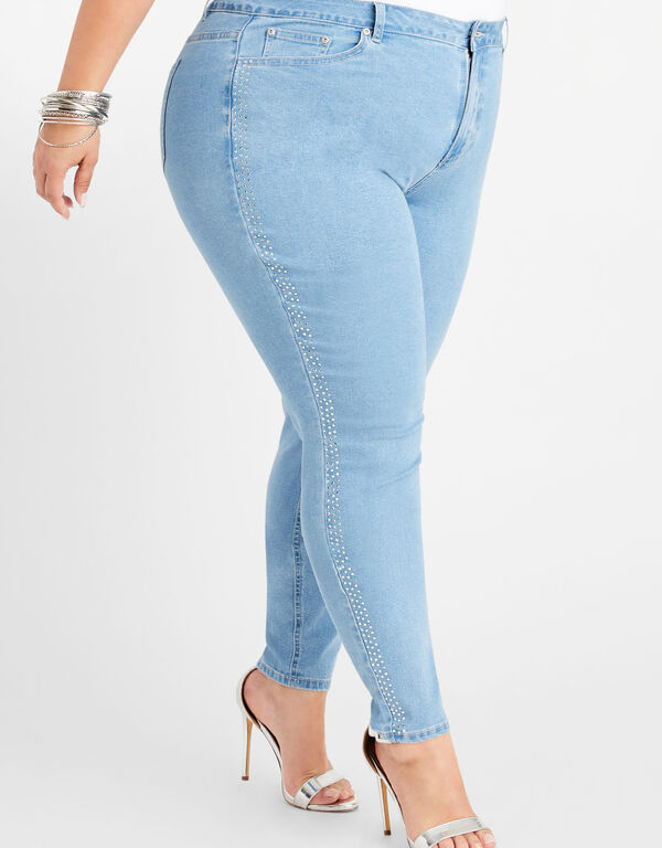 Crystal Embellished Skinny Jeans, Denim image number 0