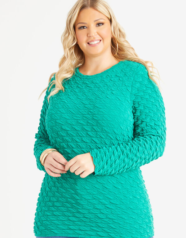 Textured Knitted Top, Pepper Green image number 0