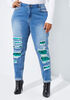 Sequin Embellished Skinny Jeans, Lt Sky Blue image number 0