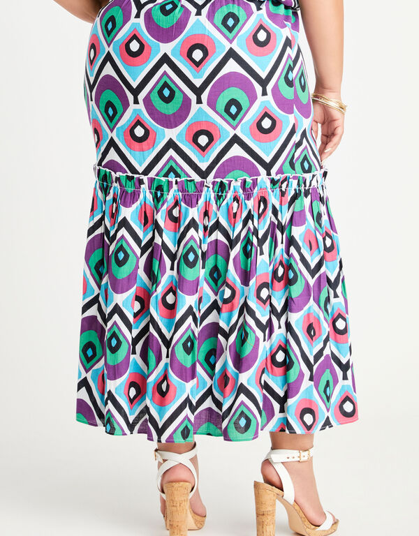 Abstract Cotton Maxi Skirt, Fandango Pink image number 1