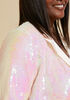 Satin Trimmed Sequin Blazer, Pink image number 3
