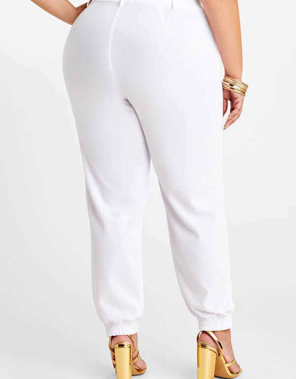Crepe High Waist Pull On Joggers, White image number 1