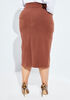 Stretch Crepe Midi Pencil Skirt, Brown image number 1