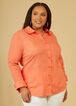 Collared Stretch Cotton Shirt, LIVING CORAL image number 0