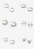 Small Silver Tone Hoop Earring Set, Silver image number 0
