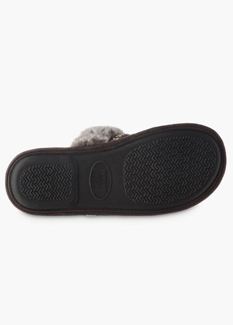 Isotoner Aria Microsuede Slippers, Chocolate Brown image number 2