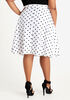 Dot Tie Waist Knit A Line Skirt, White Black image number 1