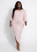 Crop Overlay Two Piece Midi Dress, Light Pink image number 0