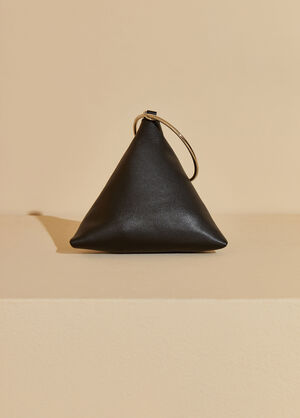 Smooth Faux Leather Pyramid Bag, Black image number 1