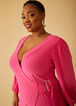 Stretch Knit Maxi Wrap Dress, Pink Peacock image number 2