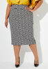 Geo Print Midi Pencil Skirt, Black White image number 0