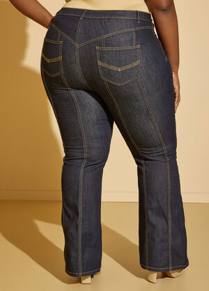 Lace Up Bootcut Jeans, Dk Rinse image number 1