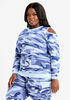Plus Size Sexy Knitwear Camo Cargo Jogger Cold Shoulder Sweater Outfit image number 0
