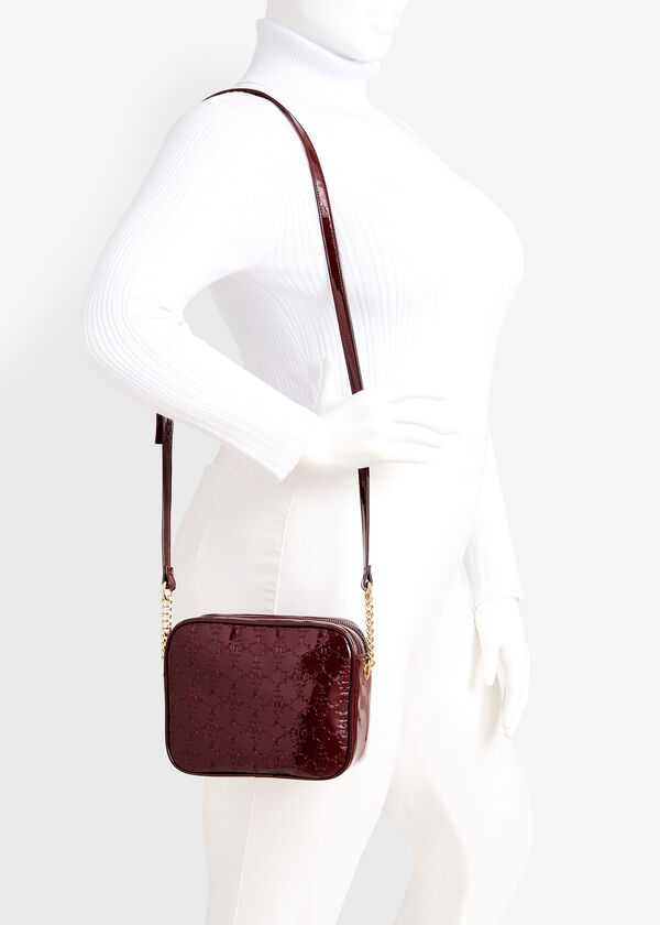 Designer Handbags Nanette Lepore Logo Faux Patent Leather Crossbody