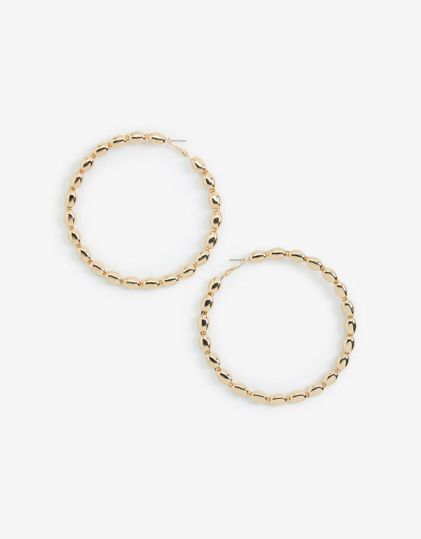Gold Textured Hoops, Gold image number 1